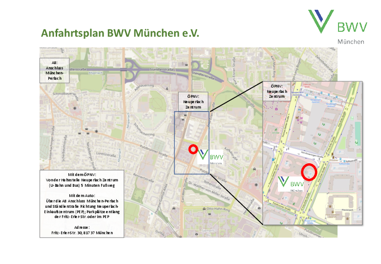 Anfahrtsplan BWV München Anfahrtsplan BWV München